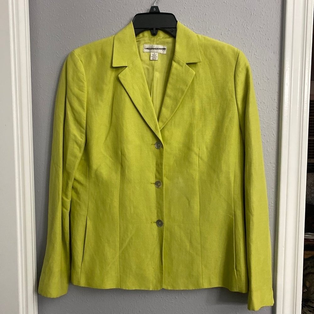 Casual corner size 6 lime green yellow linen blazer